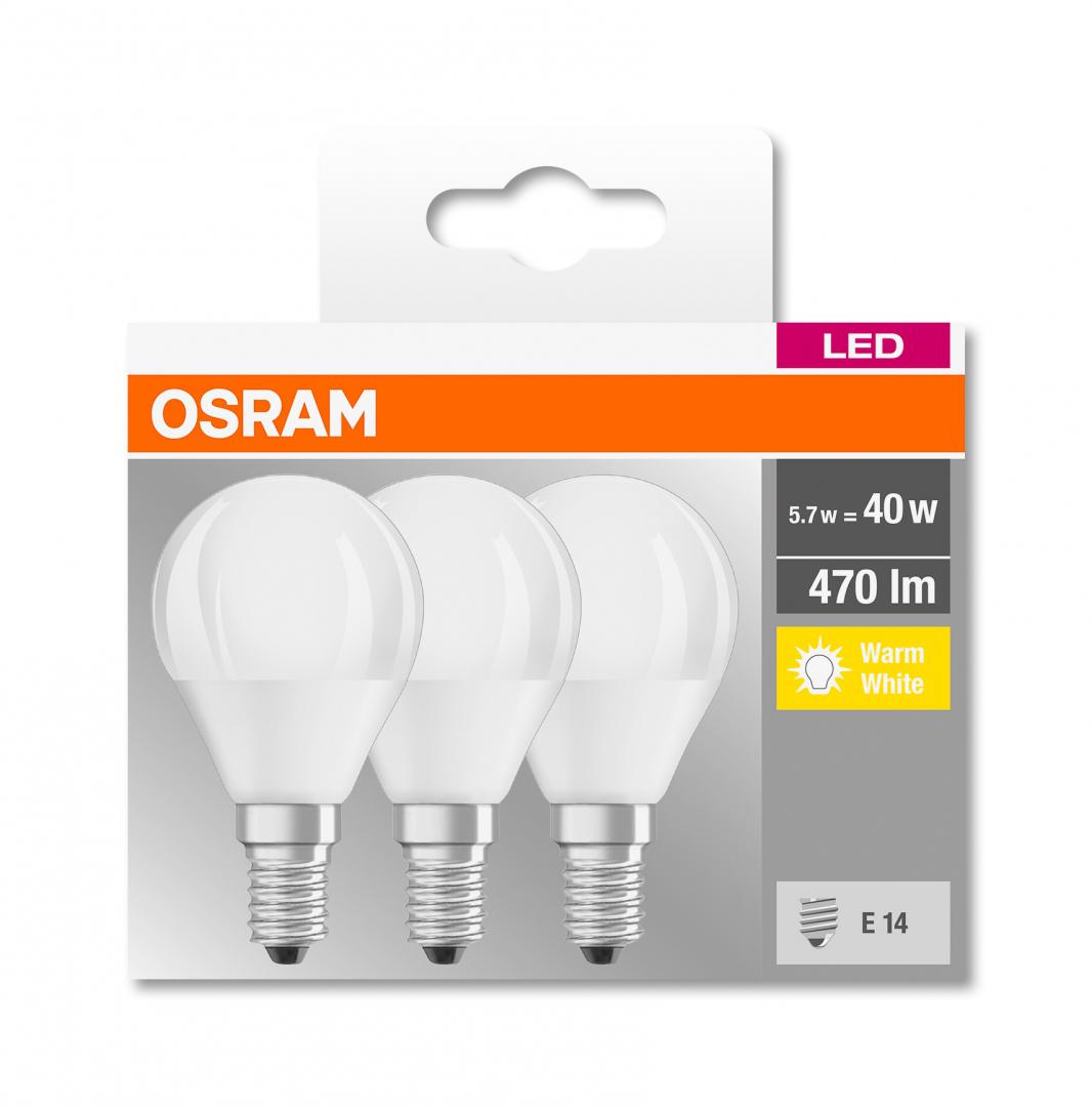 3 Becuri LED Osram Base Classic B, E14, 4.9W (40W), - Image 3