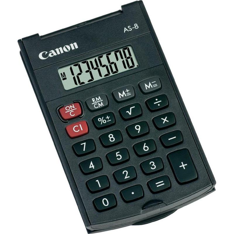 Calculator buzunar Canon AS8, 8 digiti, display LCD, alimentare baterie,